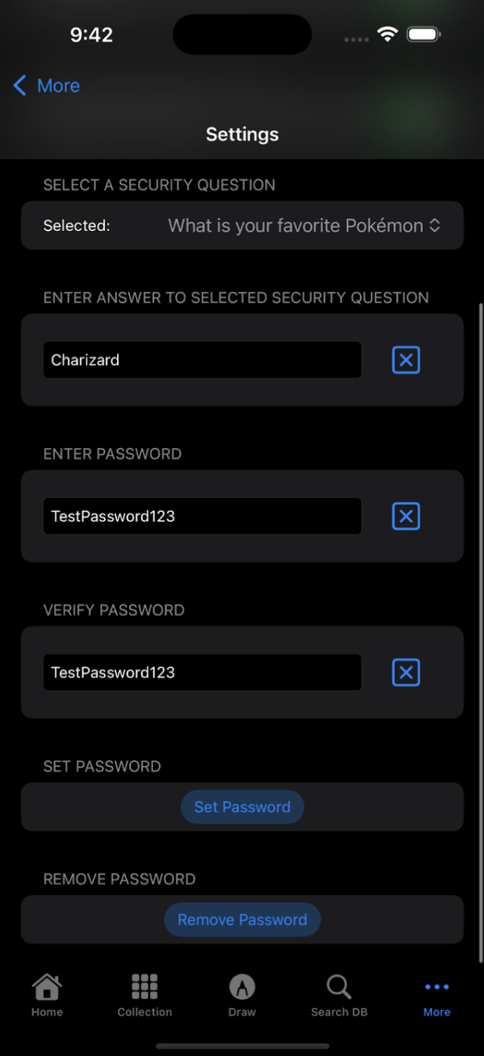 PokéCollector Settings